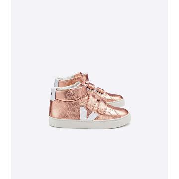 Kids' Veja ESPLAR MID LEATHER High Tops Gold | SG 681ILH